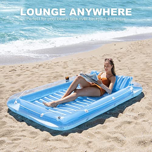 Inflatable Pool Floats - Pool Lounger Raft Floats for Adults and Kids, Blow Up Tanning Pool with Removable Pillow, 4 in 1 Recliner Sunbathing Pool Floatie Toys Kids Ball Pit Pool (85" X 57")