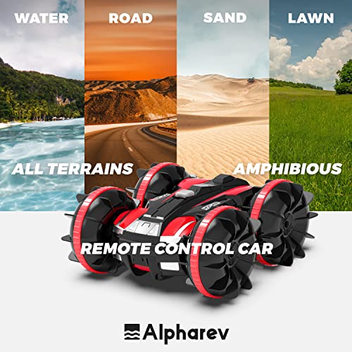 Pool Toys for 3 4 5 6 Year Old Boys- Alpharev A206 Amphibious RC Cars Boat Waterproof Toys for Kids, All Terrain Stunt Beach Toy for Pool and Lake with Rechargeable Battery