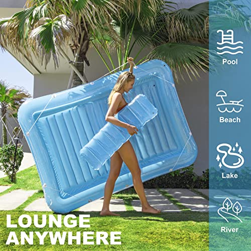 Inflatable Pool Floats - Pool Lounger Raft Floats for Adults and Kids, Blow Up Tanning Pool with Removable Pillow, 4 in 1 Recliner Sunbathing Pool Floatie Toys Kids Ball Pit Pool (85" X 57")
