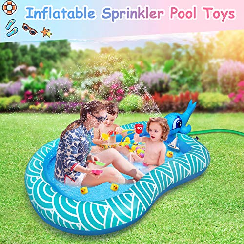 Neteast Splash Pad Inflatable Sprinkler Kiddie Pool for Adult Kids Baby and Toddlers Outdoor Water Toys Gifts for 2-13 Years Old Boys and Girls